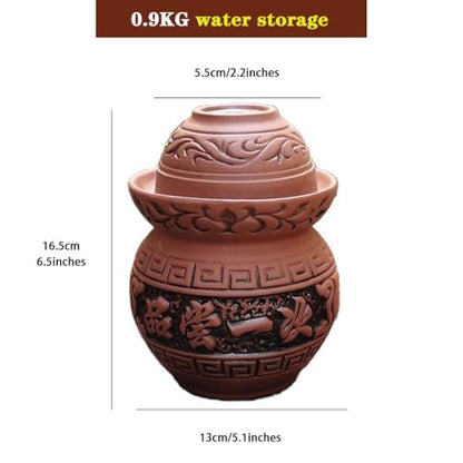 Mini Small Size Kimchi Jar, Handmade Clay Fermentation Tank, Old Traditional Water Seal Design, Pickled Beans and Garlic(0.9kg) - size: 0.9kg