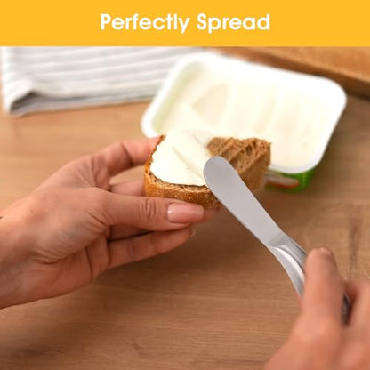 Dimeho 2 Pcs Butter Knife Little Cheese Spreader Knives Stainless Steel Spreader Knife Set Cocktail Knives for Condiments Cheese Charcuterie Board Jam Pastry making and Other Kitchen Daily - color: silver