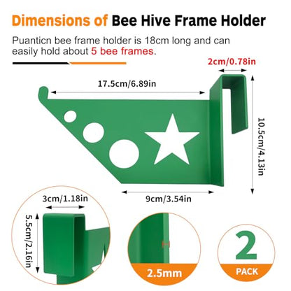 Beehive Frame Holder, 2 Pcs Bee Hive Stand,Green Double Spraying of Paint Stainless Steel Beehive Frame Perch,Beehive Inspection Bracket,Beekeeping Supplies Bee Hives Boxes Starter Kit for Beekeeper - color: Green-2pcs