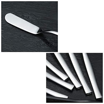 Idotry 6-Piece Stainless Steel Butter Knives, Cheese/Butter Spreaders | 6.32", Cheese Knives for Butter, Cheese, Organic Strawberry