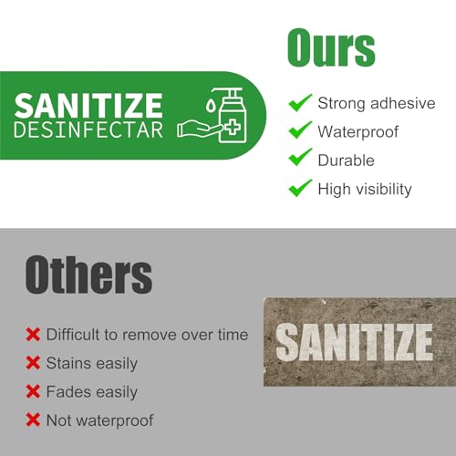 5pcs Wash Rinse Sanitize Sink Labels, 9x3in Waterproof Hand Washing Stickers for 3 Compartment Sinks for Commercial Kitchens Restaurants Food Trucks & Dishwashing Stations