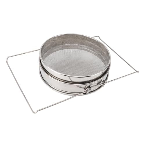 Stainless Steel Honey Strainer Double Sieve, Beekeeping Honey Filter with Extendable Arm, Dual Mesh Debris Strainer for 5 Gallon Buckets, Rust - Stainless Steel Bee Equip