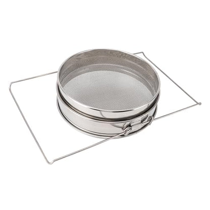 Stainless Steel Honey Strainer Double Sieve, Beekeeping Honey Filter with Extendable Arm, Dual Mesh Debris Strainer for 5 Gallon Buckets, Rust - Stainless Steel Bee Equip