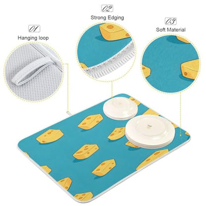 Cheese Dish Drying Mat Absorbent Heat Resistant Reversible Dish Draining Mat for Kitchen Countertops Sinks, 16 x 18 Inch - size: 16 x 18 Inch