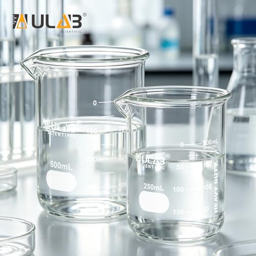 ULAB Scientific Glass Beakers, Vol. 600ml, 3.3 Borosilicate Griffin Low Form with Printed Graduation, Pack of 3, UBG1039 - style: Vol.600ml, Pack of 3