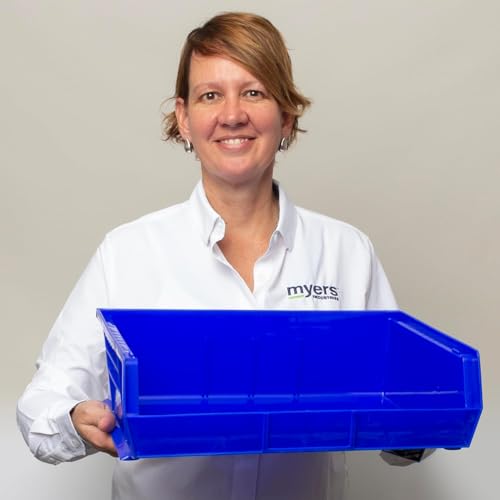 Akro-Mils 30255 AkroBins Plastic Storage Bins, Space-Saving Stackable Bins for Garage, Pantry, Craft Organization, 11" x 16" x 5", Yellow, 6-Pack - color: Yellow
