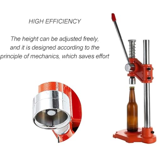 Manual Beer Capping Machine, Bottle Cap Pressing Machine with 26Mm Round Bottles Caps, High-Efficiency Capping and Adjustable Height Design, No Need Electricity for Homebrew Beer and Soft Drinks,L - size: Large