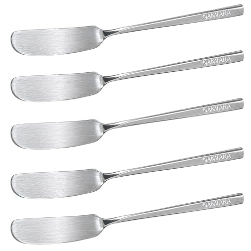 Butter Spreader Knives Set of 5, 304 Stainless Steel Butter Knife Set, Dishwasher Safe Cheese Spreaders for Charcuterie, Jam and Cream Cheese