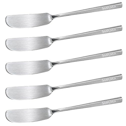 Butter Spreader Knives Set of 5, 304 Stainless Steel Butter Knife Set, Dishwasher Safe Cheese Spreaders for Charcuterie, Jam and Cream Cheese