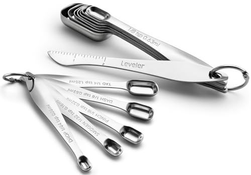 Spring Chef Stainless Steel Measuring Spoons Set of 13 with Leveler, Metal Teaspoon & Tablespoon Measuring Spoons for Cooking & Baking, Fits in Spice Jars, Kitchen Gadgets for Dry & Liquid Ingredients - style: Spoons - Set of 13