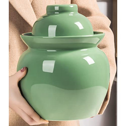 ZHOUXIAO Pickle Jar Ceramic Jar with Lid,Traditional Chinese Fermentation Kit Crock with Water Seal Airlock Lid,Fermentation Jar for Pickles,Kimchi,Sauerkraut,Kombucha Jar Blue-3.5KG