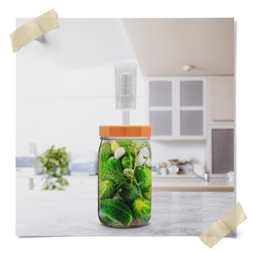 Wide Mouth Mason Jar Fermentation Lids - Turns Your Jar Into A Fermentation Vessel - Lid With Hole & Grommet For Airlock - Fits Wide Mouth Mason Jars (4 Lids & 4 Three Piece Airlocks) - style: 4 Lids & 4 Three Piece Airlocks