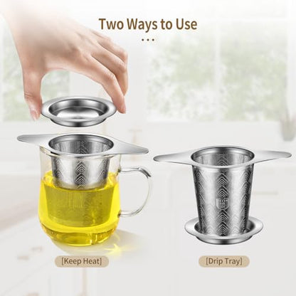 2Pack Stainless Steel Tea Strainers for Loose Tea Infuser, BOMANSI BOMS Extra-Fine Mesh Tea Infuser for Loose Leaf Tea, Tea Holder Loose Leaf Tea Steeper, Tea Diffuser for Rooibos, Black Tea, Herbal - style: Mountain Design