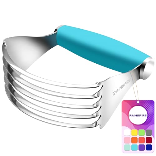 Rainspire XL Pastry Cutter For Baking, Heavy Duty Pastry Blender Stainless Steel, Thick Sharp Blades Dough Blender, Dough Cutter Butter Cutter Pastry for Easy Mixing, Dishwasher Safe, Blue - color: Blue