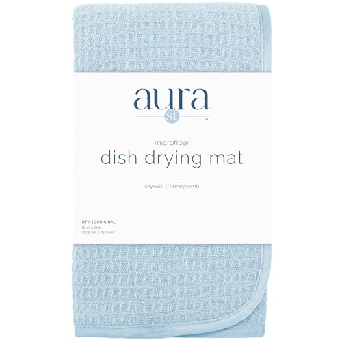 S&T INC. Dish Drying Mat, 16” x 18”, Absorbent Microfiber Kitchen Counter Mat, Dish Drying Pad for Dishes, Utensils, Pots and Pans, Large, Sky Blue - size: 16" x 18"