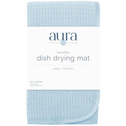 S&T INC. Dish Drying Mat, 16" x 18", Large, Sky Blue | Absorbent Microfiber, Kitchen Counter Mat for Dishes, Utensils, Pots and Pans, Machine Washable - size: 16" x 18"