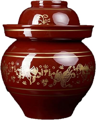 Traditional Chinese Porcelain Pickle Jar, Jingdezhen Ceramic Fermentation Crock Pickling Pot,Fermenting Jar with Water Seal Airlock Lid Stoneware Fermenter for Kimch B-9KG*1 - color: B, size: 4KG