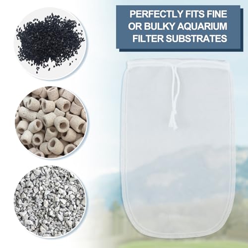 Threlaco 10 Pcs 6.5"x10" Large Aquarium Filter Media Bags, Compatible with Fluval 180 Micrometer Extra Fine Mesh Reusable Nylon Drawstring Bags for Fish Tank