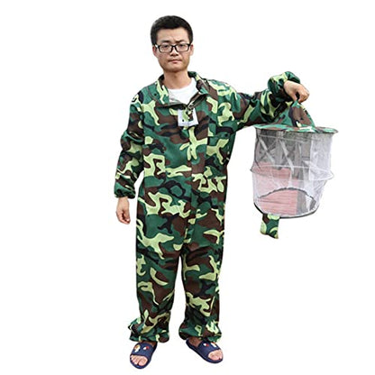Bee Jacket,Professional Soft Beekeeping,Beekeeping Veil Protective Equipment,Full Keeper Suit with Beekeeper Hat for Men Women (Camouflage Green L) - color: Camouflage Green L