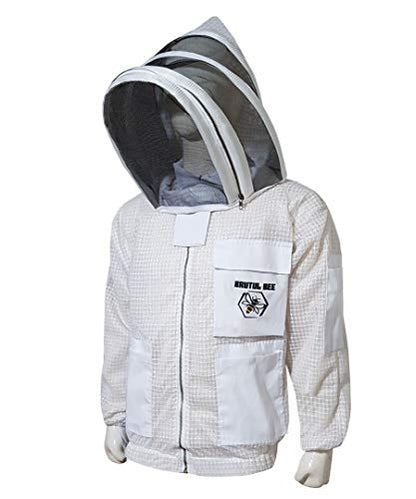 Brutul Bee 3 Layer Beekeeping Ventilated Jacket Fully Protection Beekeepers Ultralight Beekeeping Jacket with Fencing Veil - color: White, size: 3X-Large