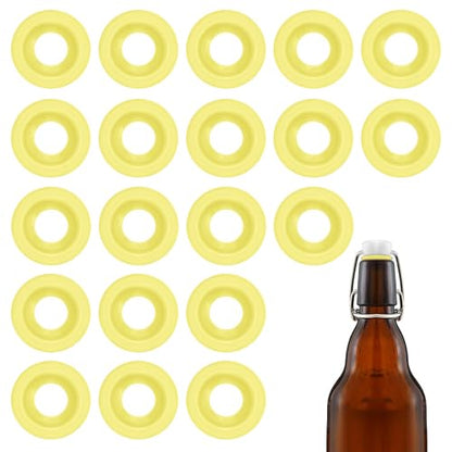 20PCs Dopamine color Silicone Gaskets Washers Seals for Cap Swing Flip Top for Home Brew Beer Soda Bottle Sealing(half cover) (Lemon Yellow) - color: Lemon Yellow