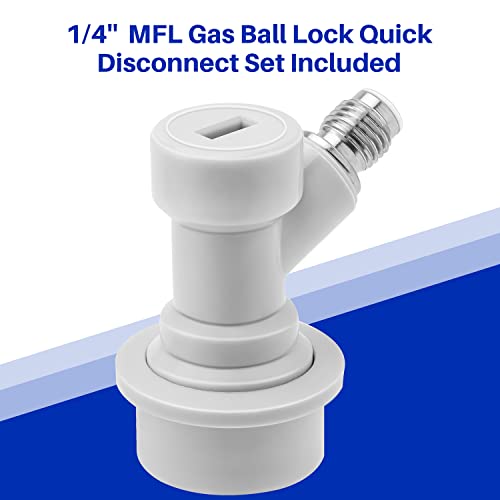 TMCRAFT Keg Charger Regulator, Upgraded 0-60PSI Pressurized Beer Mini Keg Regulator with 3/8" Thread and Gas Ball Lock Quick Disconnect Set for Homebrew Keg