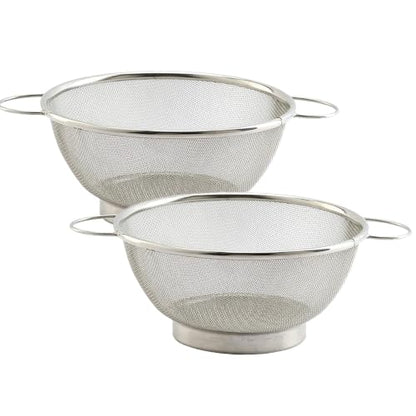 Strainer Colander Basket Premium Stainless Steel - (Size : 16 & 20 cm), Set of 2 pcs - size: Pack of 2