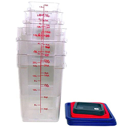 Tiger Chef Food Storage Square Polycarbonate Container Set Containers with Lids Commercial Grade, 2, 4, 6, 8, 12, 18, 22 quart, 14 Piece - style: 14 Piece Set