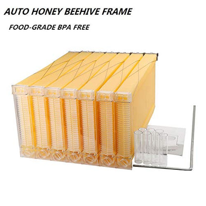 LANGLANG Automatic Wooden bee hive House kit with 7 PCS Upgraded Auto Frame Comb-Beehive Box Honey Free harvesting.