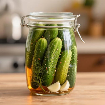 32 oz Pickling Jars with Airtight Lids,4 Pack Airtight Glass Pickle Jars Wide Mouth,Air Tight Glass Storage Containers for Canning,Pickling,Fermenting