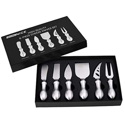 WoneNice Cheese Knife Set, 6-Piece Stainless Steel Knives for Charcuterie, Gift for Wedding Housewarming Christmas