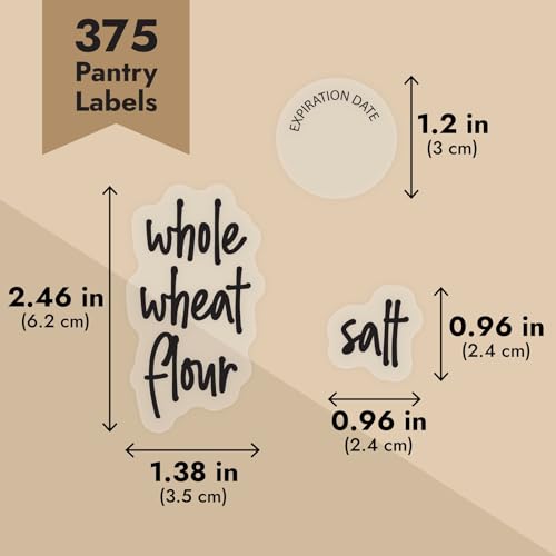 Talented Kitchen Pantry Labels for Containers - 375 PC Clear Vinyl Black Script - Peel & Stick Food Container Labels & Kitchen Pantry Organization Stickers - color: Black Text on Clear Backing