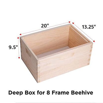 Stoney Acres Beekeeping Beehive Box, 8 Frame Deep Assembled Super or Brood Honeybee Hive Box with Plastic Foundation Frames, Amish Made