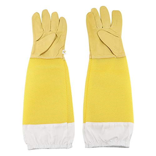 Fdit Beekeeping Gloves Beekeepers Protective Gloves Bee Proof with Long Breathable Mesh Sleeve for Handling Beekeeping Work XL