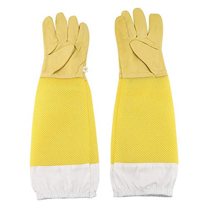 Fdit Beekeeping Gloves Beekeepers Protective Gloves Bee Proof with Long Breathable Mesh Sleeve for Handling Beekeeping Work XL