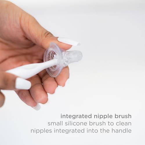 Ubbi Deluxe 2-in-1 Baby Bottle Cleaning Brush Set, Gray | Includes Nipple Brush with Suction Cup, Standing Bottle Brush, Dishwasher Safe, Baby Registry Essential - color: Gray Deluxe Bottle Brush