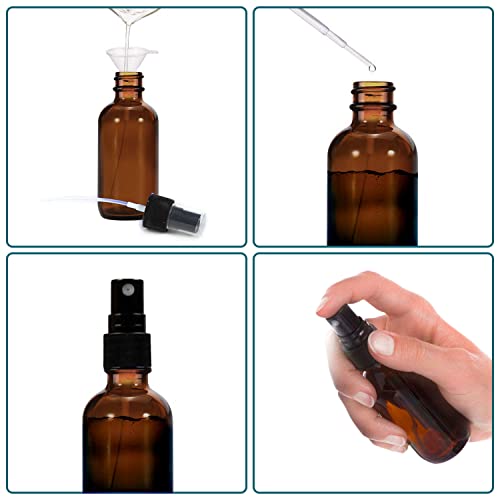 4 oz Amber Glass Spray Bottles for Essential Oils, Small Empty Fine Mist Spray Bottle,4 Pack with Funnel Dropper - style: 4 - Pack