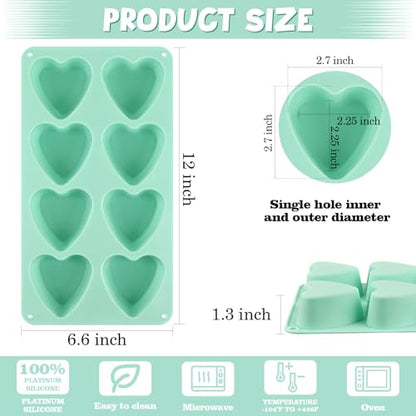 Sakolla 2 Pack 8 Cavity 2.7″ Heart Chocolate Molds Silicone | Food-grade Silicone Molds, Soap Making Molds for Chocolate, Candy, Mousse, Cake Pop, Jelly, Pudding - color: 8 Cavity heart-shaped/Pink&Green