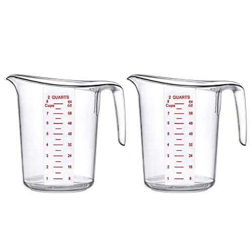 Amazing Abby - Melissa - 64-Ounce Plastic Measuring Pitcher (2-Pack), 8-Cup (2-Quart) Food-Grade Measuring Jug, Unbreakable, Stackable, Dishwasher-Safe, Great for Oil, Vinegar, Flour, and More - style: 2-Pack