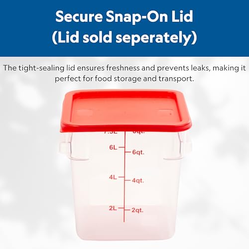 FSE Square Food Container, 8 Quart, Polycarbonate, Reusable, Clear, NSF, (LID SOLD SEPARATELY) - style: 8 Qt. Container