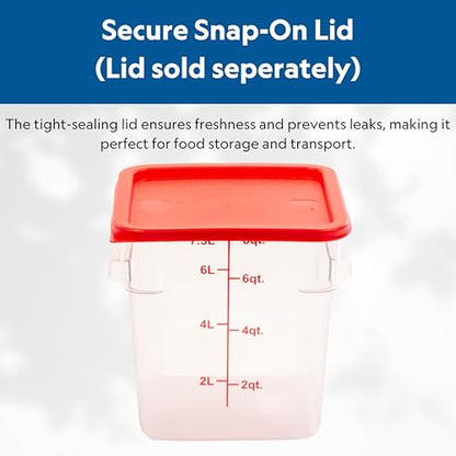FSE Square Food Container, 8 Quart, Polycarbonate, Reusable, Clear, NSF, (LID SOLD SEPARATELY) - style: 8 Qt. Container