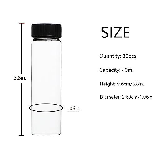 40ml Clear Small Glass Vials 30pcs with Screw Caps(30pcs) - color: Clear, size: 40ml 30pcs
