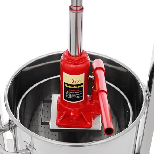 22L/5.8Gal Fruit Wine Press, Stainless Steel Hydraulic Jack Press Extractor Manual Press Machine with Hydraulic Jack and Press Frame Cheese Press Grape Cider Wine Making Equipment for Home Restaurants - size: 22L
