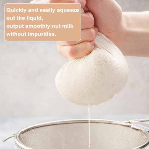 WLLHYF 3 Pack Cotton Nut Milk Bags Fine Mesh Reusable Cheese Cloth Food Yogurt Strainer Cheesecloth Bag Cold Brew Bags for Cheese Making Coffee Straining Juice Juicing