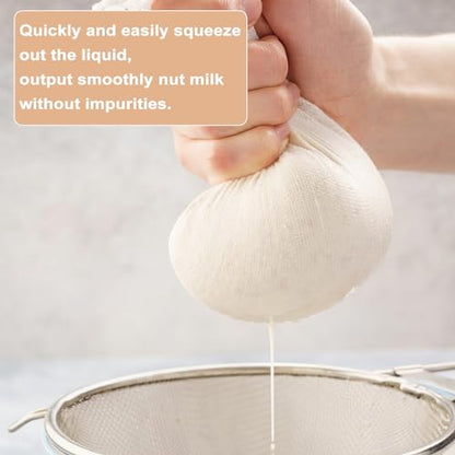 WLLHYF 3 Pack Cotton Nut Milk Bags Fine Mesh Reusable Cheese Cloth Food Yogurt Strainer Cheesecloth Bag Cold Brew Bags for Cheese Making Coffee Straining Juice Juicing