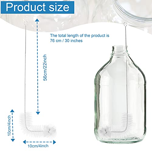 Honeydak 2-Pack 30 Inch Carboy Brush, Nylon & Steel, L-Shape, Clear, 76cm, Wine Making & Beer Brewing, Glass Carboy Cleaning Brush