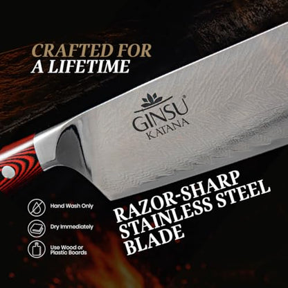 7" Cleaver - Stainless Steel AUS 10 Damascus - Heritage Collection - Authentic Japanese Performance in Your Kitchen