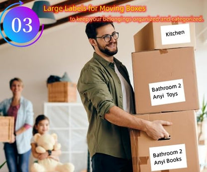 Removable Stickers Labels 5" x 3" 120 Large Moving Labels for Boxes, Packing Supplies for Moving, White Blank Label Stickers for Home Organization Projects, Kitchen, Storage Bins - size: Moving Labels 120pcs (5" x 3") with Pen