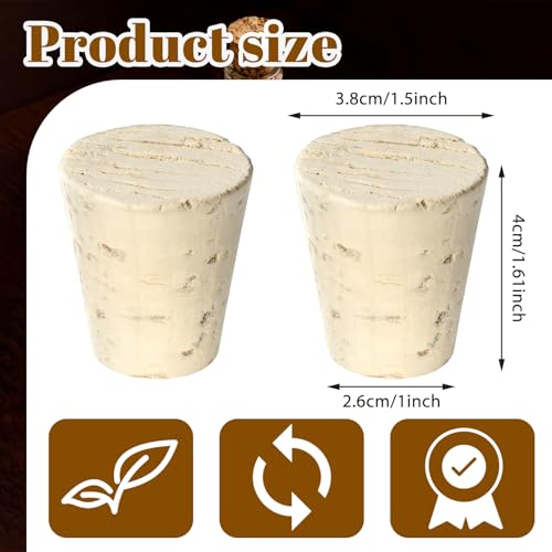 2Pcs Carboy Cork, Fermentation Stopper for 1, 3, 5, 6 Gallon Glass Water Jug Wood Tapered Fermentation Cap Cork Stoppers