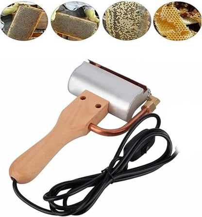 Electric Honey Uncapping Knife, Stainless Steel Scraping Honey Extractor, Wood Handle Beeswax Heating Cutter, Reusable Beeswax Heating Cutter for Apiary, Beekeeper